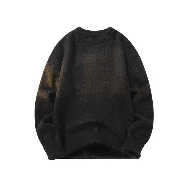 马员外 美式高街复古休闲纯色圆领舒适亲肤柔软重磅落肩日常通勤简约无性别主义针织衫 男女同款