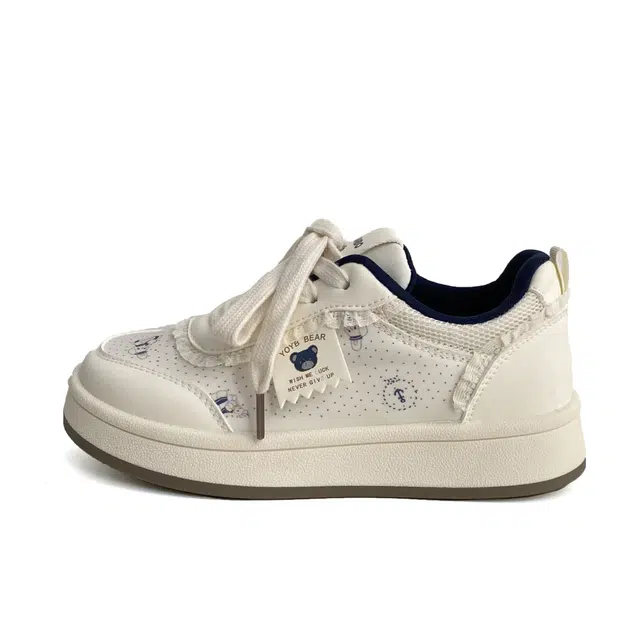 拾伍象 小熊印花圆头厚底丑萌大头鞋小众运动鞋 板鞋 女