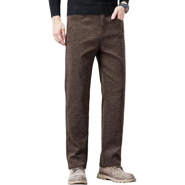 炳盛 秋冬季直筒磨毛男士轻商务舒适百搭弹力男装西裤潮流长裤子男休闲裤 男女同款