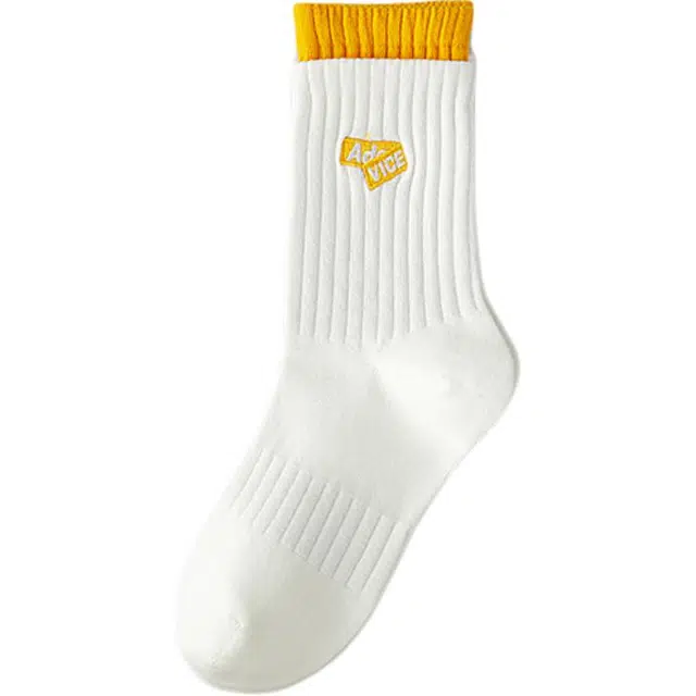 水中花 纯棉刺绣潮袜学生运动袜防臭吸汗加厚秋冬棉袜女生高筒袜 女款