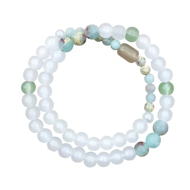 琛宬 【福禄双全时来运转】招财纳福事业高升可爱甜美转运珠双圈叠戴精致优雅新中式国风小众设计森系百搭#好运 天山翠 手串 女款