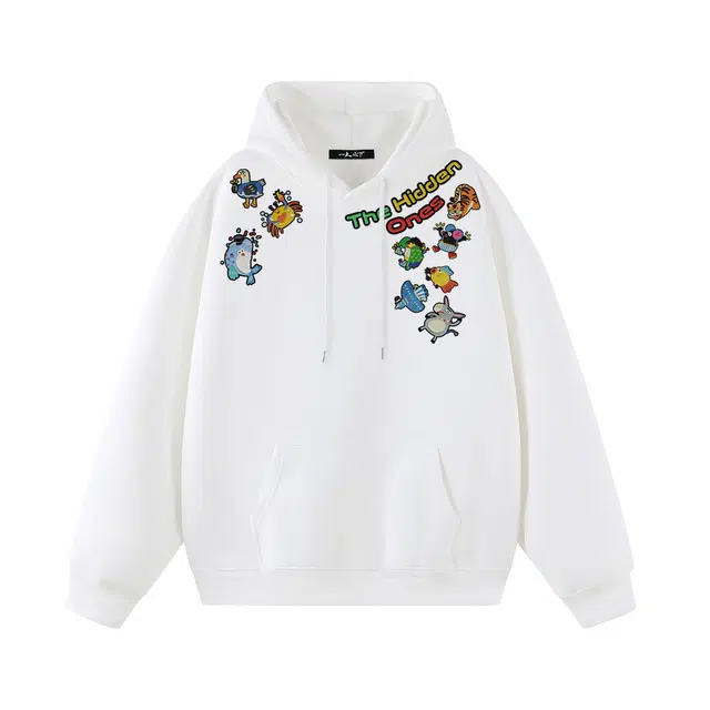 一人之下 美式高街仿刺绣卡通动物合集印花图案休闲宽松舒适百搭精选个性高级户外运动日常通勤潮流时尚气质长袖连帽卫衣 男女同款