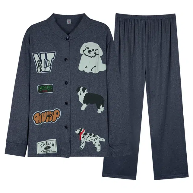 莫代尔 春秋季轻盈透气个性百搭舒适柔软亲肤细腻宽松长袖长裤家居服可外穿睡衣套装 女款