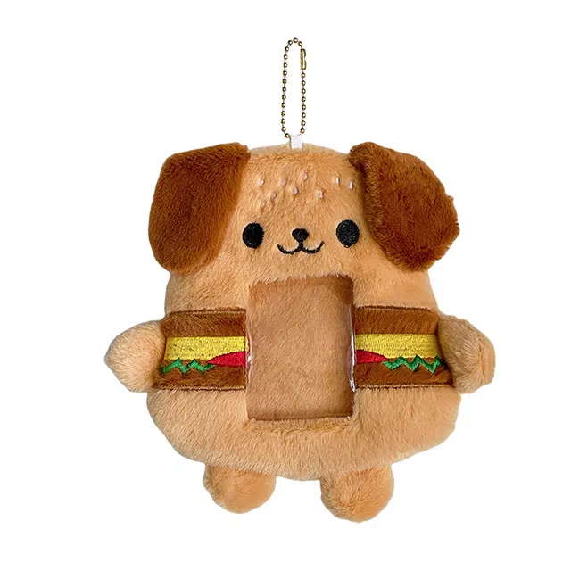 心水好物 可爱汉堡小狗卡套照片爱豆小卡证件透明 毛绒 挂件 男女同款情侣款