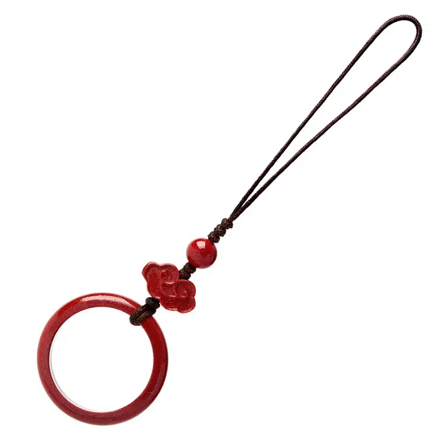 灵菲 跑环手机链挂件 汽车后视镜 汽车钥匙扣 再造辰砂朱砂 玉石吊坠 男女同款情侣款