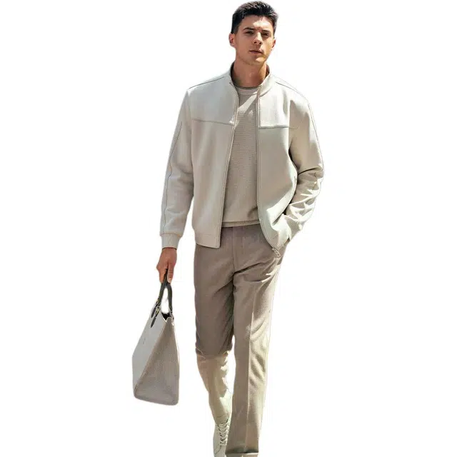 布先生 立领拼接时尚百搭外套保暖绒质夹克 男款