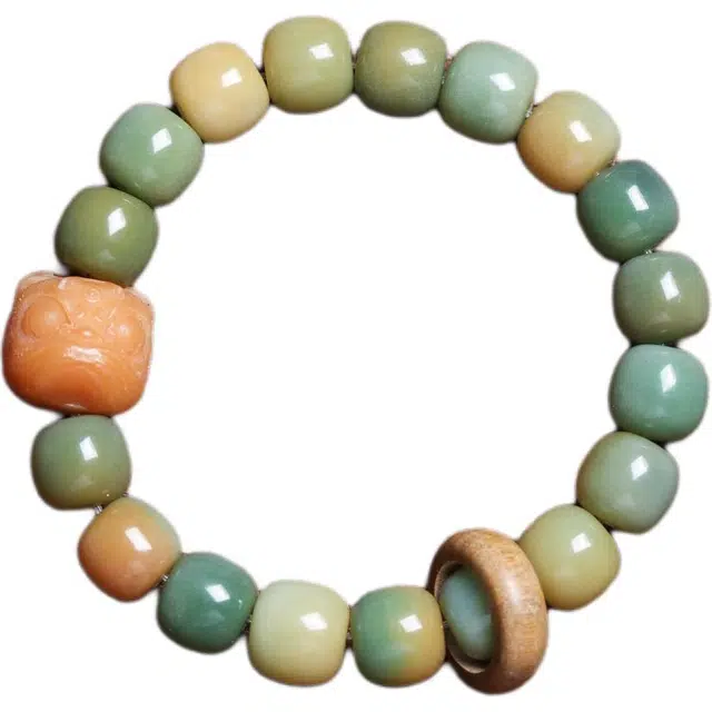 得笙陌 小青芒色泽清新素雅醒狮跑环新中式#好运 菩提根 手串 男女同款情侣款