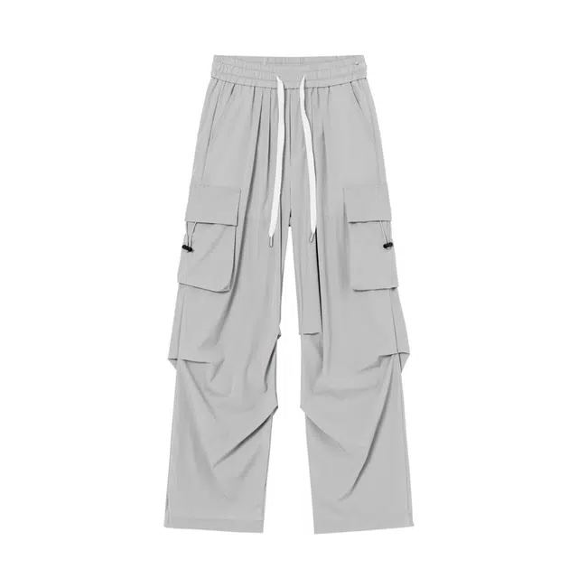 海尔斯 简约百搭美式高街宽松系带纯色休闲裤 男款