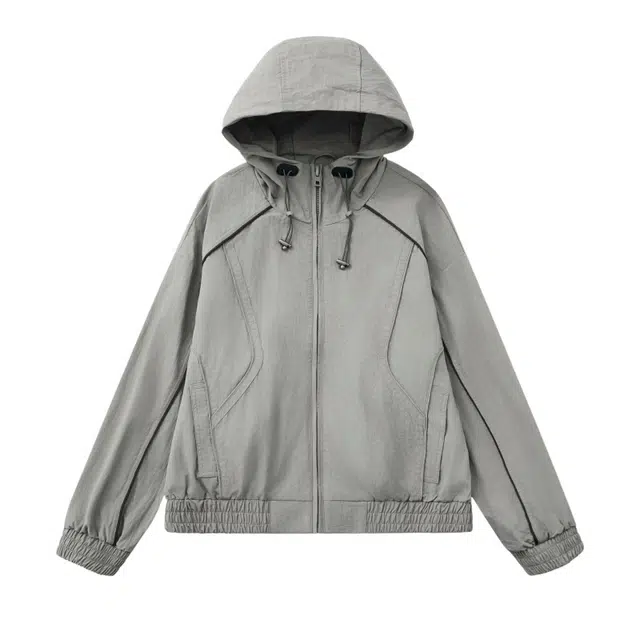 假日伯爵 拼色连帽外套美式潮流宽松品质休闲防风百搭上衣户外纯色常规长袖夹克 男女同款