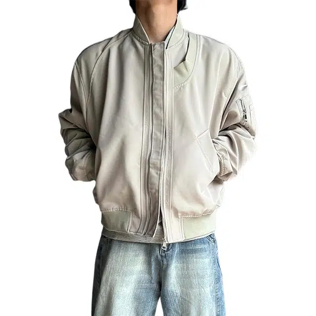 黑马漫画 美式飞行员外套男秋季设计感正肩短款工装棒夹克 男女同款