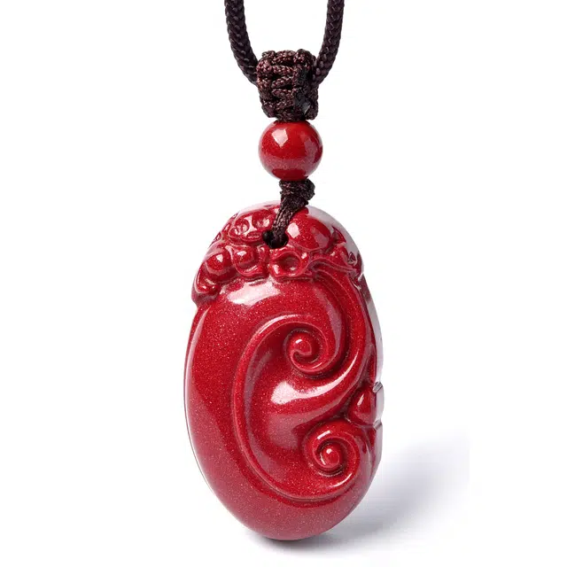 灵菲 新中式如意 复古 高含量 平安转运 福吊坠 再造辰砂朱砂 项链 男女同款情侣款 礼盒