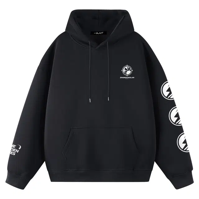 一人之下 美式高街奇门法器图案帽子字母印花学生宽松休闲户外运动日常通勤时尚潮流情侣百搭连帽卫衣 男女同款