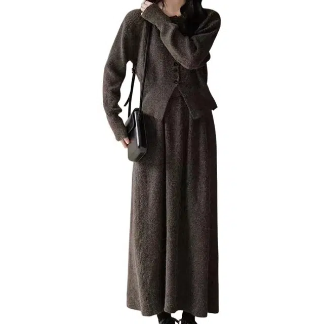 纤丝鸟 法式时尚休闲穿搭高级感半身裙毛衣两件套慵懒风裙装套装 女款