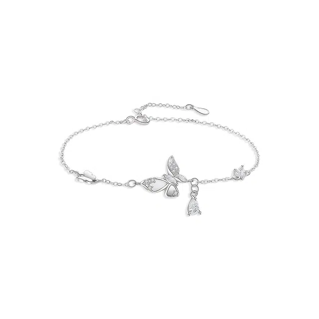【纯银999 | 星光蝴蝶】 凤祥囍事 老凤祥 优雅浪漫温柔小众设计简约学生日常轻奢高级感经典百搭上岸通勤浪漫约会可调节 足银 手链 女款