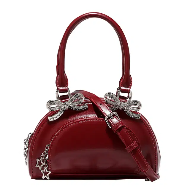 恒源祥 清新百搭经典印花时尚潮流高贵典雅优雅脱俗 超纤合成革 手提包 常规 女款 酒红色