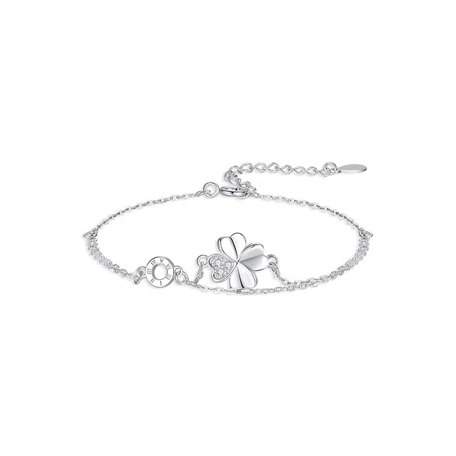 【纯银999 | 四叶草】 凤祥囍事 老凤祥 优雅浪漫温柔小众设计简约学生日常高级感经典百搭通勤浪漫约会可调节 足银 手链 女款