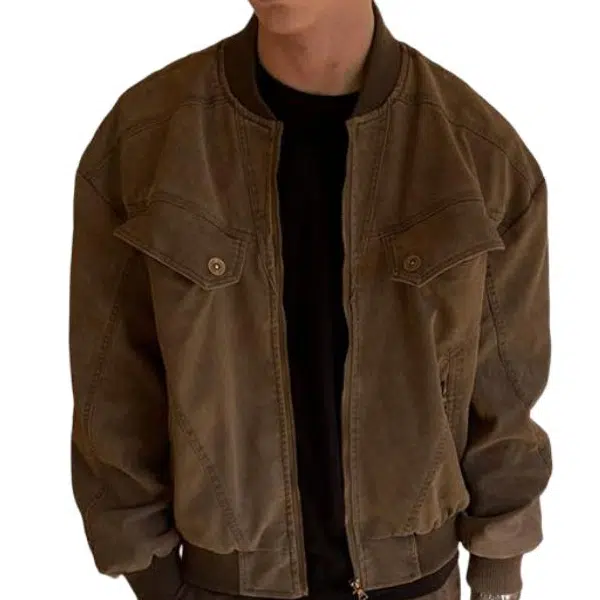 黑马漫画 美式复古工装短款做旧夹克外套 男女同款