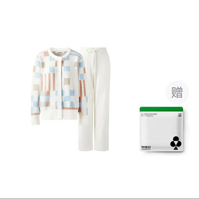 有棵树 半边绒可外穿长袖长裤开衫加厚不掉毛抗静电家居服秋冬季睡衣套装 女款