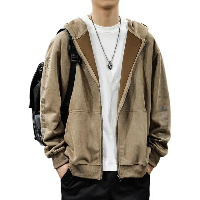 前进牛 学院风美式经典复古潮流百搭户外运动休闲外套卫衣 男款