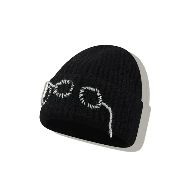 【韩版通勤~巨显脸小】 攸委 潮流时尚百搭小众圈圈毛线帽子秋冬季加厚保暖 腈纶 手工缝线针织帽防寒护耳绒线冷帽男 男女同款情侣款