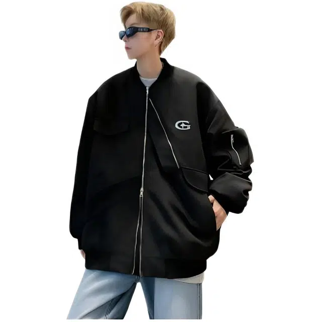 木木兔 美式高街重磅男士长袖外穿冬季休闲穿搭轻奢潮流百搭秋冬衣服冬天国潮宽松潮牌工装外套夹克 男女同款