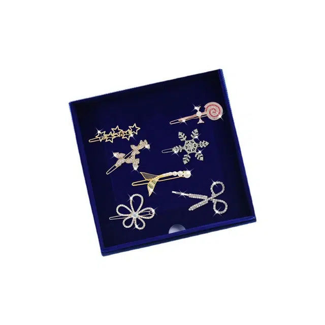 妖娆猫 一周可爱一字夹气质侧边感鸭嘴夹套装刘海碎发蝴蝶结#好运 合金 发夹 女款