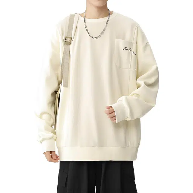 左岸 春秋季青少年百搭休闲长袖上衣舒适柔软宽松设计圆领字母印花小众潮流高街日系潮牌卫衣 男款