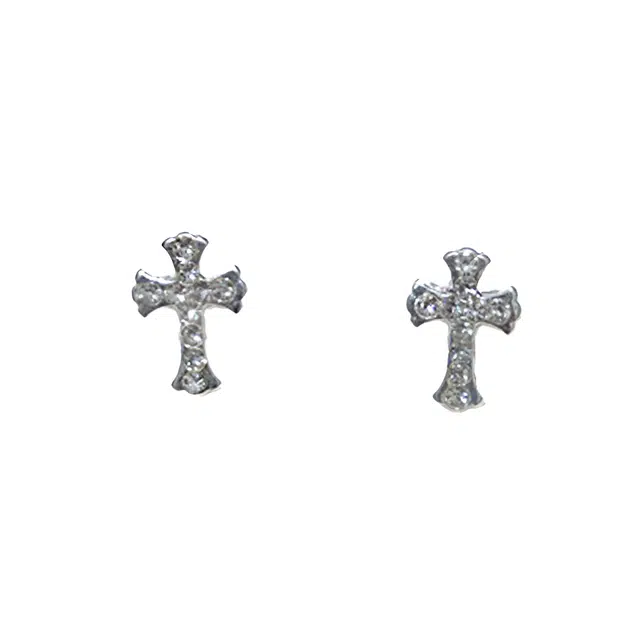 前方大荒野 镶钻十字架耳饰璀璨闪亮欧美复古潮流时尚小众设计轻奢高级感精致小巧日常他休闲百搭时髦独特个性 锆石 耳钉 女款