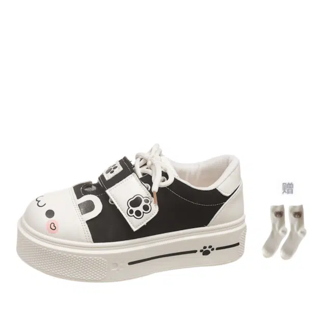 拾伍象 合成革 可爱百搭小众设计日系休闲厚度 增高 低帮 板鞋 女