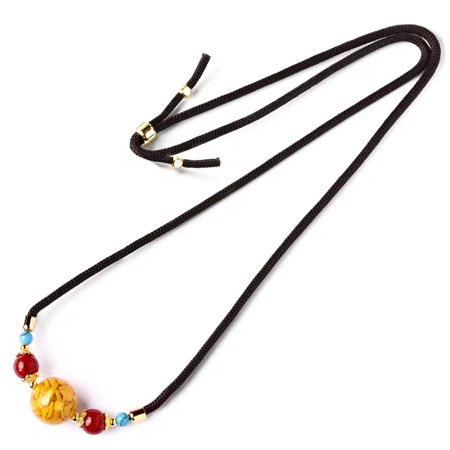 灵菲 雄黄晶体砂高含量蛇年本命毛衣链饰品 家人送礼 再造辰砂朱砂 玉石项链 男女同款情侣款