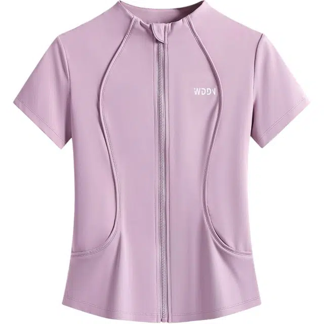 婉町蒂诺  时尚百搭瑜伽服运动外套女短袖  健身衣  女款  春夏季修身拉链大码立领速干衣长袖上衣开衫专业训练跑步服