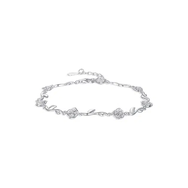 【纯银999 | 玫瑰花】 凤祥囍事 老凤祥 优雅浪漫温柔小众设计简约女生日常轻奢高级感经典百搭转运上岸通勤浪漫约会可调节 足银 手链 女款