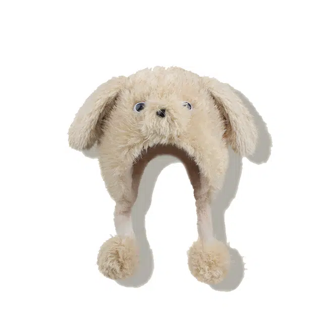 【耳朵会动~呆萌小狗】 攸委 降温秋冬必备可爱显脸小毛绒帽子冬季加绒加厚保暖 涤纶 户外防寒护耳骑行雷锋帽绒线帽 男女同款情侣款