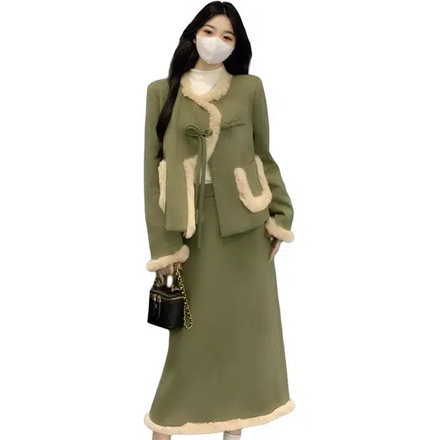 纤丝鸟 时尚舒适外套气质穿搭法式小香风两件套裙装套装 女款