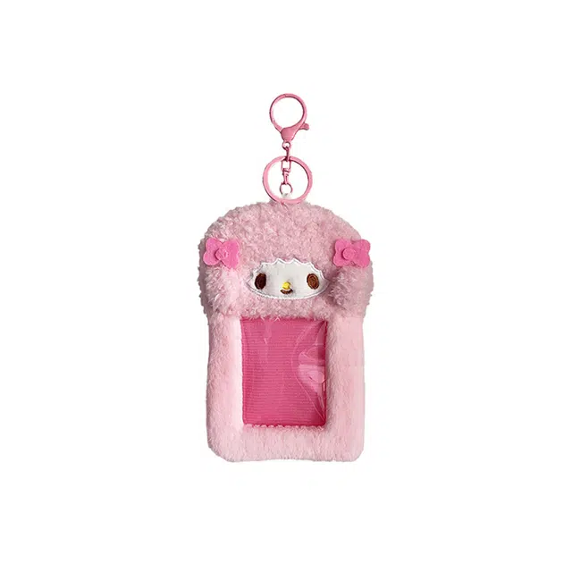 心水好物 卡通粉色小羊卡套小卡收纳套照片展示 毛绒 挂件 男女同款情侣款
