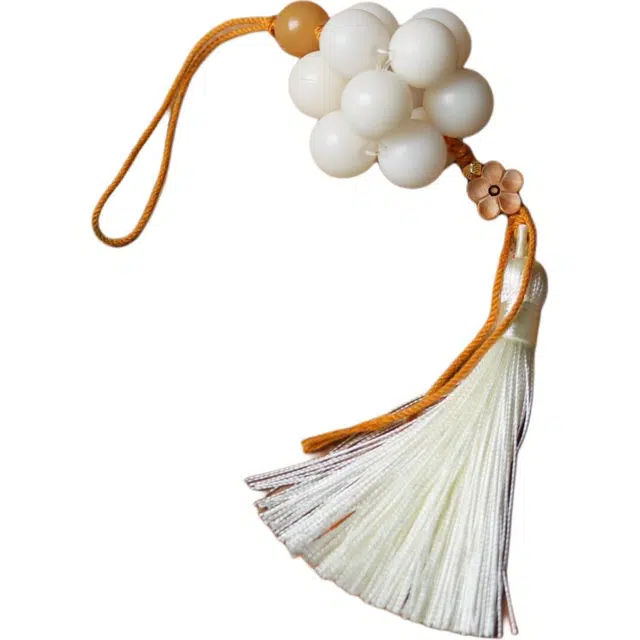 得笙陌 手工编织圆珠流苏古风古装汉服压襟腰佩复古马面裙腰挂#好运 菩提根 挂件 男女同款情侣款