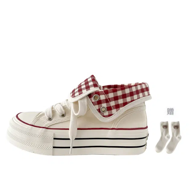 拾伍象 合成革 厚底百搭日系小个子 耐磨 高帮 板鞋 女