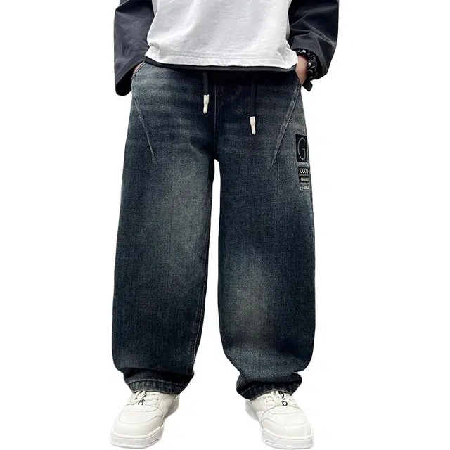 黑恐龙牛仔裤 男童秋季时髦极简百搭长裤