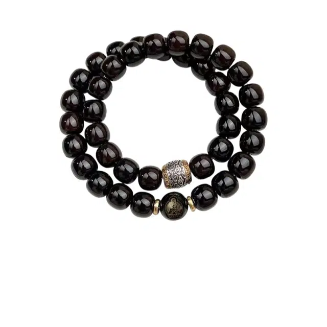 仙园韵 复古潮流好运双圈玉华溏心老料光滑圆润光泽男士女士生肖佛珠盘玩 菩提根 手串 男女同款情侣款