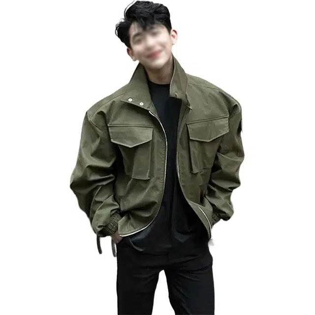 黑马漫画 美式复古轻骑兵外套男款立领飞行员短款工装服夹克 男女同款