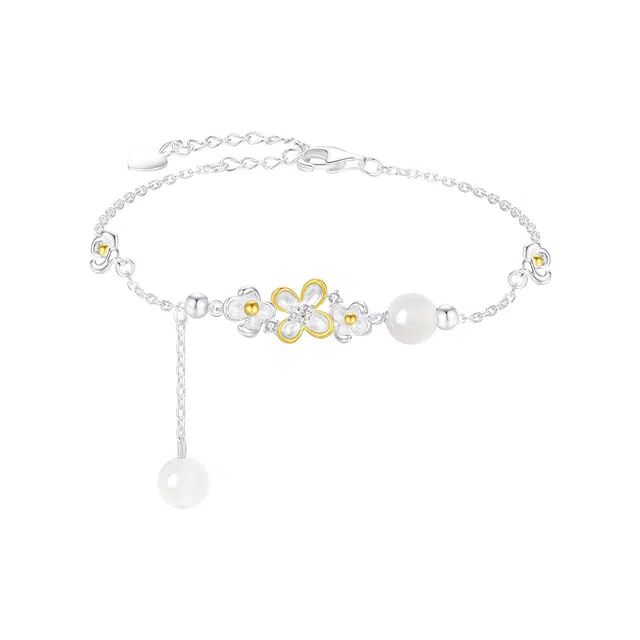 周大生 四时花令金秋桂桂花平安扣优雅设计感浪漫 新中式国风清新甜美系 通勤百搭腕饰手饰 白月光显白贵气感#好运 玉髓 手链 女款