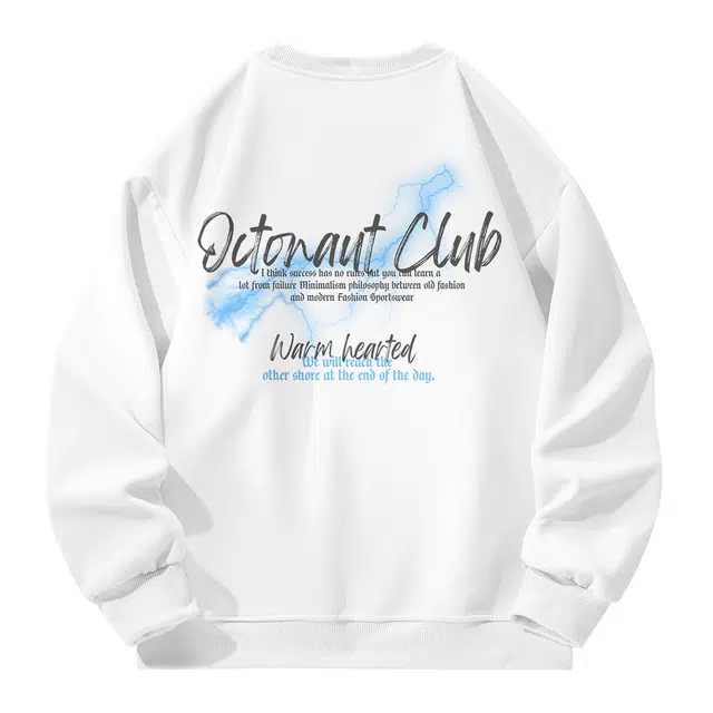 海底小纵队 美式高街复古后背闪电英文字母印花百搭宽松多巴胺色系重磅运动纯色基础长袖休闲嘻哈保暖加绒加厚潮流圆领套头无帽卫衣 男女同款