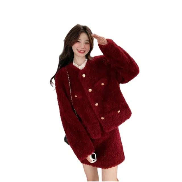 纤丝鸟 法式时尚小香风设计感名媛风半身裙两件套裙装套装 女款