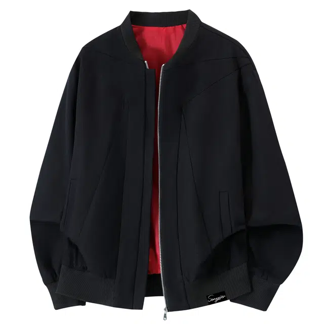 颂希尔 雅痞高级感倒三角硬汉短款外套水洗纯棉解构裁剪正肩棒球领夹克 男女同款