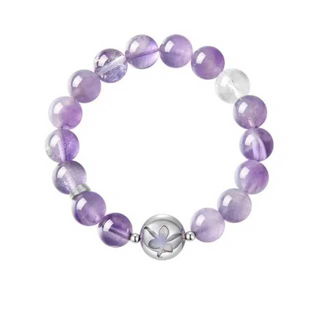 子婳 【智慧之石】九紫离火鸢尾花时来运转平安喜乐学业有成新中式国潮轻奢气质百搭手饰#好运 紫水晶 手串 女款