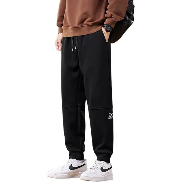 协协乐 美式复古拼接氛围感春秋季潮牌宽松哈伦束脚九分卫裤青少年弹力抽绳痞帅百搭运动长裤休闲裤 男款