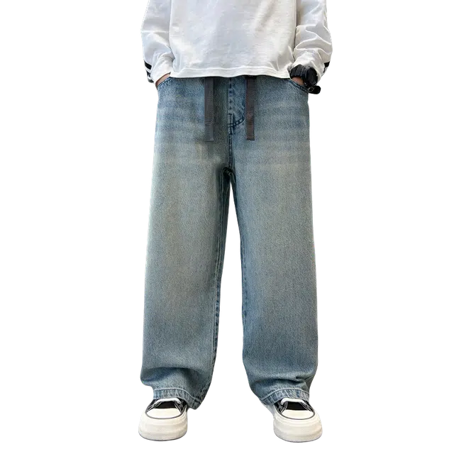 黑恐龙牛仔裤 男童春秋款春装儿童裤子中大童春季宽松直筒裤潮