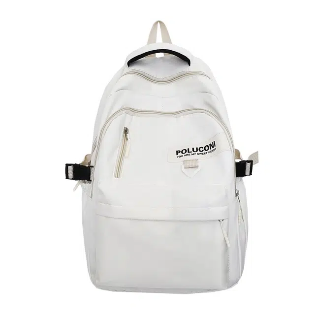 泰格奴 大学生日系高颜值纯色背包校园高中生大容量通勤时尚简约书包 尼龙 双肩包 常规 男女同款情侣款 米白色/黑色/酒红色/紫色