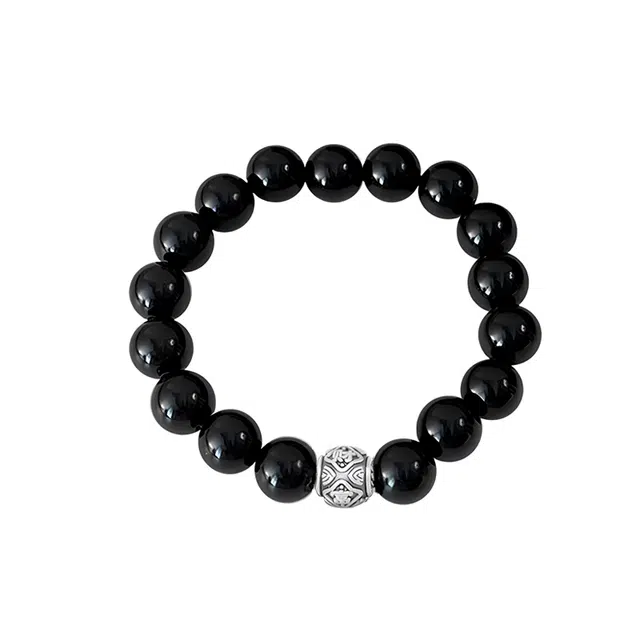 【财富顺利】 周纪福 时来运转 新中式国潮飞黄腾达平安纳福招财转运珠串珠 旺运接财事业高升#好运 黑曜石 手串 男款