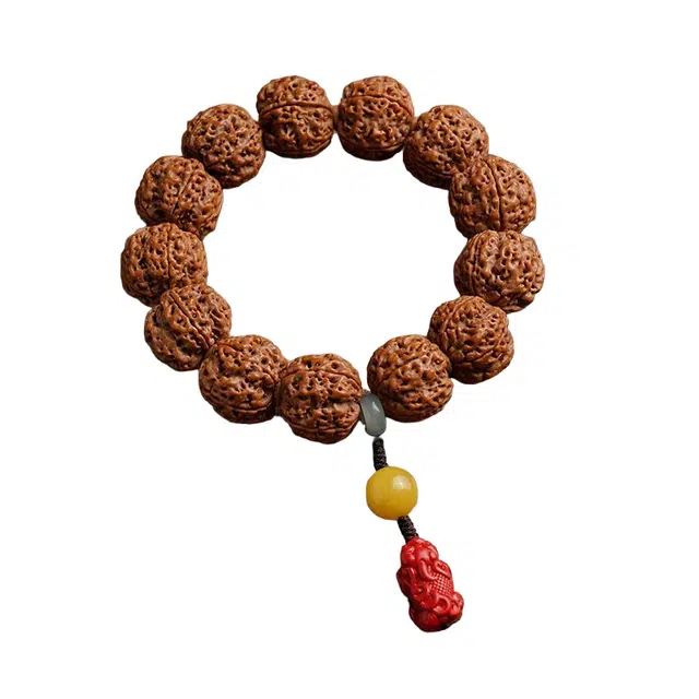 茂琼 招财进宝新中式国潮复古风格高级精工细作文玩盘玩念珠文玩手持佛珠五瓣貔貅盘玩配饰#好运 金刚菩提 手串 男女同款情侣款